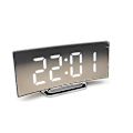 Miniatyrbild 1 av 2: Digital väckarklocka i sovrummet, modern böjd design digital klocka, iögonfallande vita LED-siffror, 6-nivåers ljusstyrka,