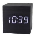 Miniatyrbild 1 av 5: Gingko Cube Led Click Clock Väckarklocka med ljudaktivering (tid, datum & temperatur) Olika färger A10 Black and white