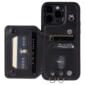 Miniatyrbild 2 av 5: Stötsäkert case för Iphone 15 Pro Rfid Blockering anti-scratch Pu+tpu cover med remmar Black