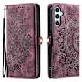 Pikkukuva 1 / 5: Tyyli 016 Samsung Galaxy S23 FE -kotelolle, ihon tuntuinen toteemikuvioitu lompakkonahkainen puhelinkotelo - Musta Multicolor Wine Red