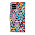 Miniatyrbilde 2 av 5: Fargerikt mønstertrykk PU-lær telefonstativ deksel med stropp for Samsung Galaxy A12 Multicolor Style F