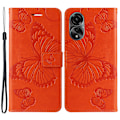 Pikkukuva 1 / 5: Nahkakotelo Oppo A78 4g:lle, Lompakkoteline, Painettu Perhoskuvioinen Puhelinkotelo Orange
