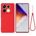 Flydende silikone telefoncover med håndrem til Infinix Note 40S Multicolor Red