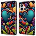 Miniatyrbillede 1 af 5: PU læder flip cover til iPhone 16 Plus med ståfunktion Multicolor Style M