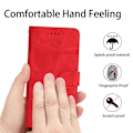 Miniatyrbillede 5 af 5: Retro PU læder wallet cover til Iphone 15 Pro - Hudvenlige linjer præget telefoncover med stativ Red