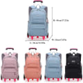Miniatyrbild 2 av 5: Enfärgade flickor rullande ryggsäck med hjul Skolväska Elementary School Student Trolley Daypack Outdoor Travel Bag Black 2 Wheels