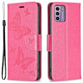 Miniatyrbillede 1 af 5: Til Nokia G42/G310 Sommerfugl Præget Telefon Cover Læder Stand Wallet Cover med Rem Multicolor Style E