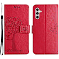 Miniatyrbillede 1 af 5: Til Samsung Galaxy A15 5G Etui Ugle Træ Præget Læder Flip Telefon Cover med Pung Multicolor Style H