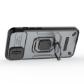 Miniatyrbilde 4 av 5: Mobilskall for iPhone 14 Plus, PC+TPU telefondeksel med skyvelinsedeksel og støtte Grey