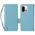 Miniatyrbild 1 av 5: Skal för OnePlus 13T 5G med handledsrem, litchi-textur PU-läder plånboksfodral Multicolor Baby Blue