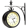 Miniatyrbillede 1 af 5: 2024 Vægur smedejern haveur stationsur 2-sidet håndlavet Grand Central Terminal N