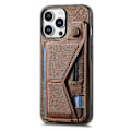 Pikkukuva 2 / 5: iPhone 16 Pro -kotelo, retro nahkainen takakansi, korttipaikka, sivutuki - Vihreä Multicolor Brown