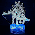 Miniatyrbillede 1 af 3: Dinosaur World 3D LED Natlampe Soveværelse Indretning Bordlampe 7 Stegosaurus