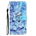 Pikkukuva 4 / 5: Motorola Moto E15 4G/G05 4G -kotelo, kuvioitu PU-nahkainen lompakkokotelo, ristikkäinen tekstuuri - Panda Multicolor Flower and Butterfly