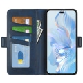 Miniatyrbilde 2 av 5: For Honor 80 Pro 5g Fallbeskyttelse Mobiltelefon Deksel PU Lær Dobbel Magnetisk Lås Kalveskinn Tekstur Etui Håndfritt Stativ Lommebok Blue