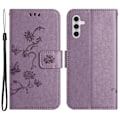 Pikkukuva 1 / 5: Samsung Galaxy S23 FE PU-nahkakukkaro puhelinkotelo perhos- ja kukkaprintillä, jalustalla Multicolor Style D