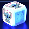Miniatyrbild 1 av 5: Stitch LED digital väckarklocka - Ministorlek, 8 cm, 3 tum, 7 färger ändras, temperatur, perfekt för barnens sovrum(14)