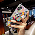 Miniatyrbild 3 av 5: Skal till iPhone 16 Plus med Stöd Etniskt Mönster Härdat Glas Telefonskydd med Rem Multicolor Checkered Pattern