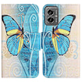 Miniatyrbillede 1 af 5: Til Motorola Moto G55 5G Etui Kryds Tekstur Læder Telefon Cover Mønster Print Multicolor Style H