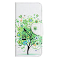 Miniatyrbillede 4 af 5: Til Xiaomi Redmi Note 14 4G Etui Mønstertryk Kryds Tekstur Læder Telefon Cover Multicolor Green Tree