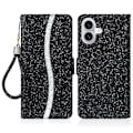 Miniatyrbillede 1 af 5: PU læder pung etui med glitter og kortholder til iPhone 16 Plus Multicolor Style A