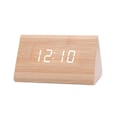 Miniatyrbild 1 av 5: Digital trä USB LED Nattljus Väckarklocka Termometer Display Timepiece Bamboo White