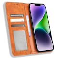 Pikkukuva 2 / 5: Retro Nahkakuori iPhone 15 Plus -puhelimelle, Lompakkoteline, Naarmuuntumaton Puhelinkotelo Multicolor Style D