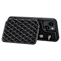Miniatyrbillede 4 af 5: Style 008 Til iPhone 15 Plus RFID Blokerende Stødsikkert Cover PU+TPU Telefon Shell med Stropper Multicolor Style A