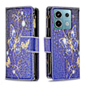 Miniatyrbillede 1 af 5: BF03 Lynlåspung i PU-læder med mønstertryk til Xiaomi Redmi Note 13 Pro 5G/Poco X6 5G Multicolor Purple Butterflies