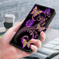 Pikkukuva 5 / 5: Sony Xperia 1 V Lompakko PU Nahka Suojakotelo 3D Kuvio Tulostus Jalusta Puhelinkuori Purple Flowers   Butterflies