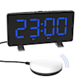 Miniatyrbild 1 av 5: Hög väckarklocka för tunga sovande vuxna, 7,4-tums digital klockskärm, med vibrationssängshaker, blå Black  blue