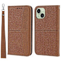 Miniatyrbild 1 av 5: För iPhone 15 Plus Fodral Splitsad PU Läder Ställ Plånboksfodral med Rem Multicolor Style C