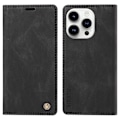 Miniatyrbillede 1 af 5: Til Iphone 15 Pro Max Hud-berørings PU Læder Shell Wallet Stand Telefon Cover Black