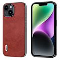 Miniatyrbild 1 av 3: För Iphone 15 Plus case Pu-läderbelagd Tpu+pc Cowhide Texture Cover Red
