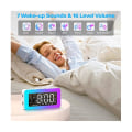 Miniatyrbillede 5 af 5: Vækkeure Til Soveværelser Spejlur Med 8 Rgb Atmosfærelys Dobbelte Alarmer 3 Alarmtilstande Snooze White