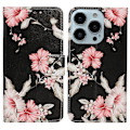 Miniatyrbild 1 av 5: För Iphone 15 Pro Plånboksställ Pu Läder Phone case Mönster Utskrift Anti-dropp cover Azalea