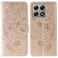Miniatyrbillede 1 af 5: Til Xiaomi 14T Etui Tegnebog Stativ Præget Rose Sommerfugl PU Læder Telefon Cover Multicolor Rose Gold