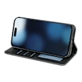 Miniatyrbild 3 av 5: Plånboksfodral för iPhone 16 Pro Max Stark Magnetisk Rutmönstrad Präglad Läder Flip Cover Multicolor Black