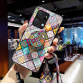 Pikkukuva 3 / 5: Kukkakuvioinen puhelinkotelo Honor X7a 5g:lle, jalustallinen PC+TPU+karkaistu lasi -puhelinkuori kaulanauhalla Checkered Pattern