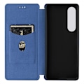 Pikkukuva 5 / 5: Sony Xperia 1 V -puhelimelle tarkoitettu PU-nahkainen suojakotelo jalustalla, hiilikuitukuvioinen korttipidike Multicolor Style B