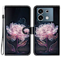 Miniatyrbillede 1 af 5: Læderetui med mønstertryk til Infinix Zero 30 5G Multicolor Purple Peony
