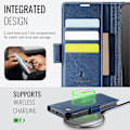 Pikkukuva 4 / 5: iPhone 15 Pro Max -kotelo AUTSPACE A11 RFID-suojattu retro nahkainen puhelinlompakkokotelo - Musta Multicolor Blue