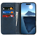 Miniatyrbillede 3 af 5: PU-læder kalveskinds tekstureret magnetisk lukning smartphone cover til iPhone 16 Plus Multicolor Style B