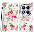 Miniatyrbillede 1 af 5: Pung etui i PU-læder med mønstertryk og stativ til Xiaomi Redmi Note 14 Pro 4G med rem Multicolor Red Flowers