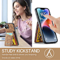 Miniatyrbillede 5 af 5: FIERRE SHANN Telefoncover med kortlommer til iPhone 14, stativ, RFID-blokering, PU-læder + TPU-telefonetui Multicolor Style F