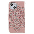 Miniatyrbild 3 av 5: Präglad Mandala Blomma PU Läder Telefonställ Skydd Plånboksfodral med Rem för iPhone 13 6.1 tum Multicolor Style E