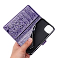 Miniatyrbild 5 av 5: För Iphone 15 Plus Pu Läder Cover Phone case Imprinted Butterflies Shell Stand with rem Dark Purple