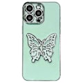 Pikkukuva 1 / 5: iPhone 16 Pro -kotelo perhosjalustalla, TPU-galvanointi, puhelinkuori - Musta Multicolor Cyan