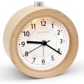 Miniatyrbild 1 av 5: Väckarklocka Analog utan tick, Väckarklocka Trä Med Snooze, Sängbordsklocka med Nattljus, Retro Väckarklocka Analog Batteridriven1*aa