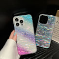 Miniatyrbild 2 av 5: För Iphone 14 Pro Max Shell Grain Gradient Case Glitter Tpu Stötsäkert cover Blue